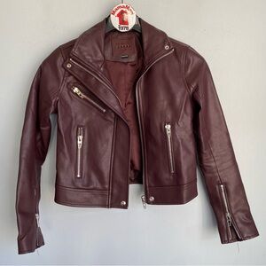 BLANKNYC Burgundy Faux Leather Moto Jacket Size XS